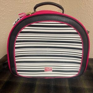 Betsey Johnson Striped Travel Bag with Pink Trim